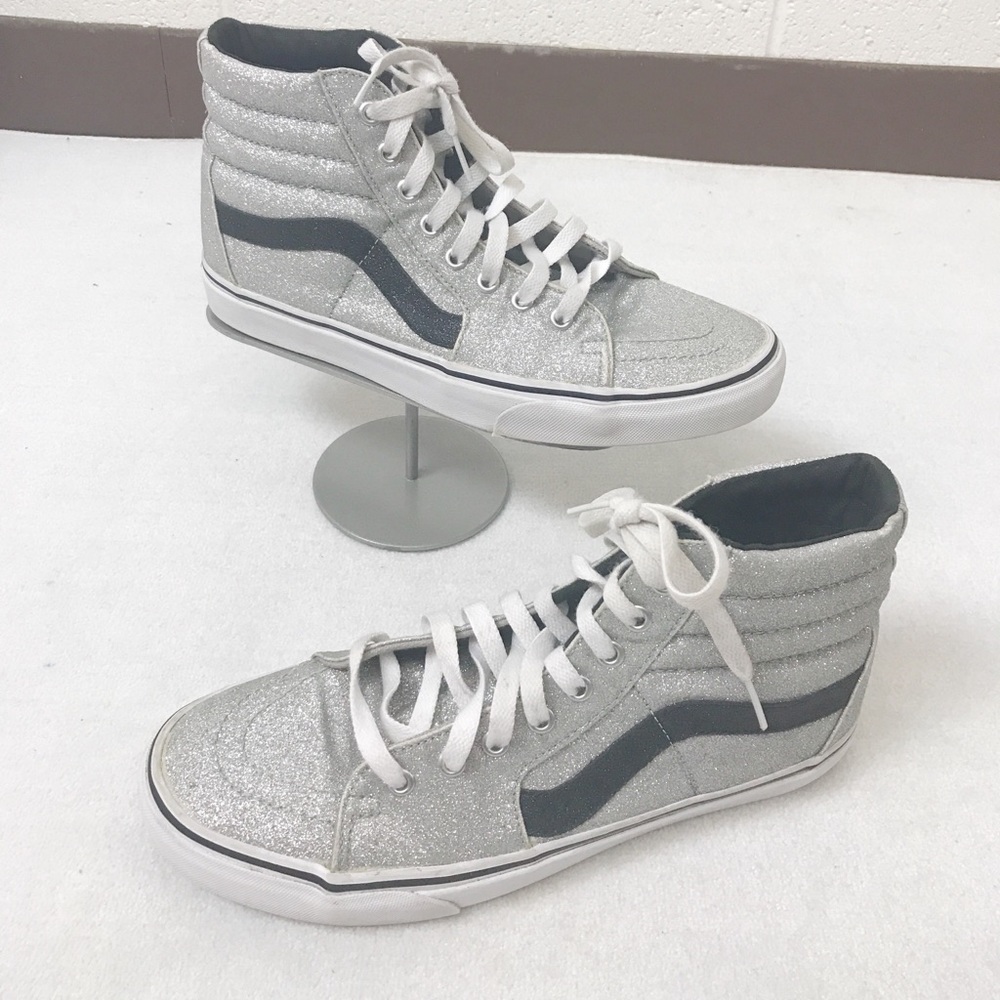 Vans unisex Sk8-Hi Silver Glitter sneakers shoes - Picture 3 of 8
